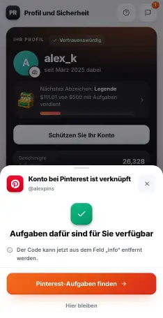 Das Konto ist verknüpft