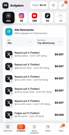 Die Liste der Aufgaben