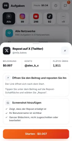 Eine Aufgabe vor dem Start