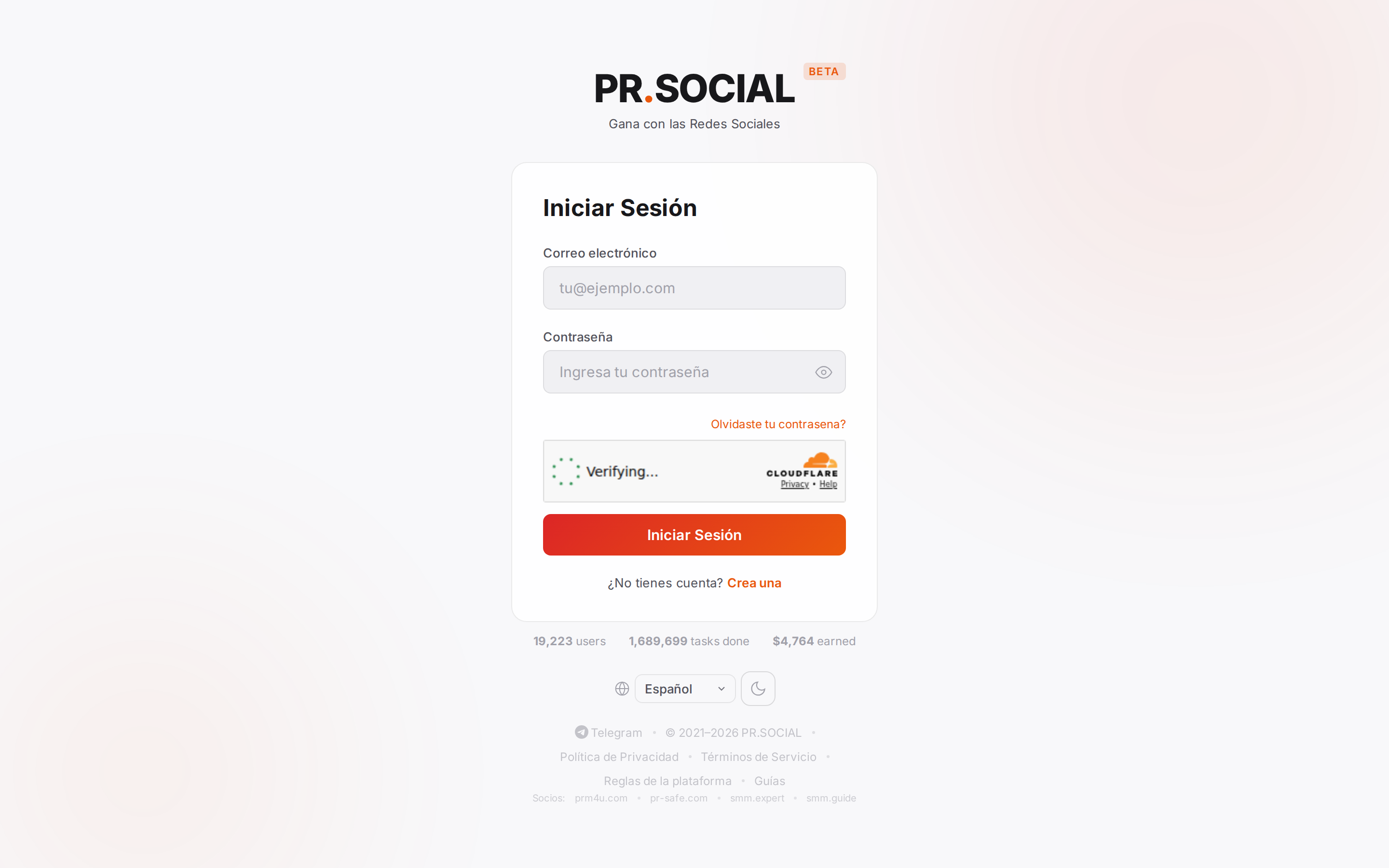 Página principal de PR.SOCIAL