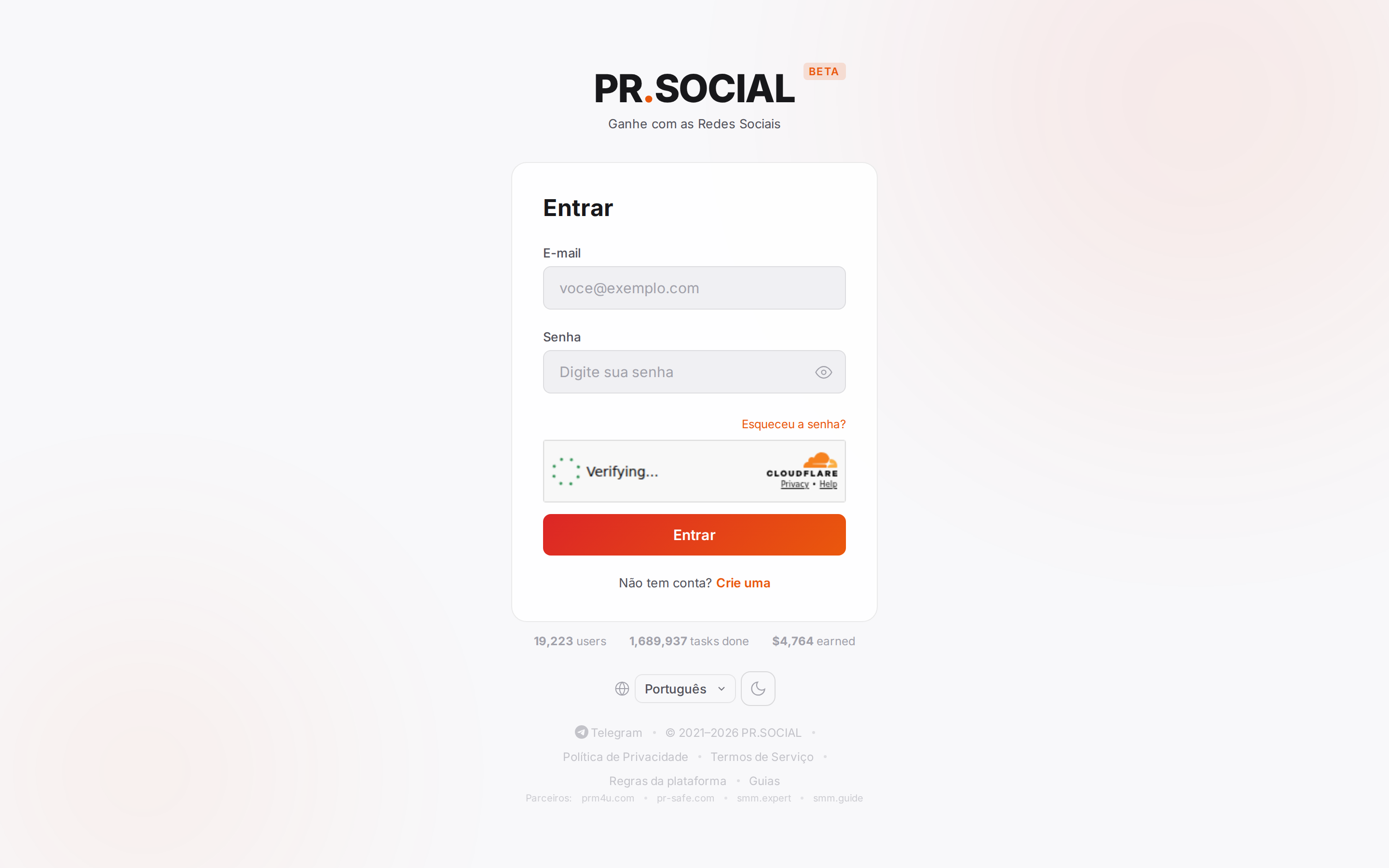 Formulário de login